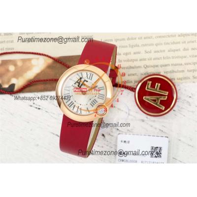 Ballon Blanc WGBL0007 30mm Ronda Quartz Womens Watch Best Edition AF Rose Gold Silver Dial Red Fabric Strap Ladies