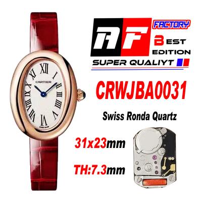 Baignoire WJBA0031 Swiss Ronda Quartz Womens Watch Best Edition AF RG White Dial Red Croco Strap Ladies