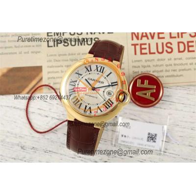 Ballon Bleu W6900551 42mm A2824 Automatic Mens Watch Best Edition AF YG Silver Dial Brown Leather Strap