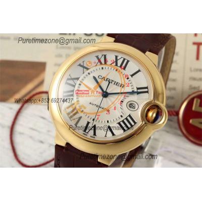 Ballon Bleu W6900551 42mm A2824 Automatic Mens Watch Best Edition AF YG Silver Dial Brown Leather Strap