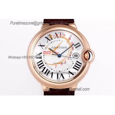 Ballon Bleu WGBB0030 42mm A2824 Automatic Mens Watch Best Edition AF RG Silver Dial Brown Leather Strap