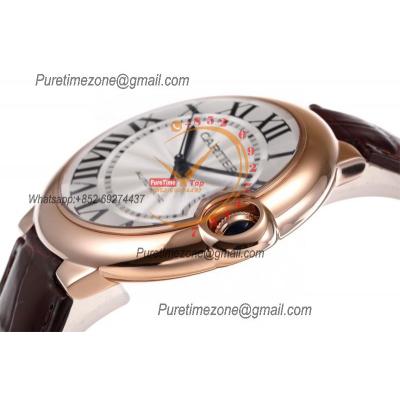 Ballon Bleu WGBB0030 42mm A2824 Automatic Mens Watch Best Edition AF RG Silver Dial Brown Leather Strap