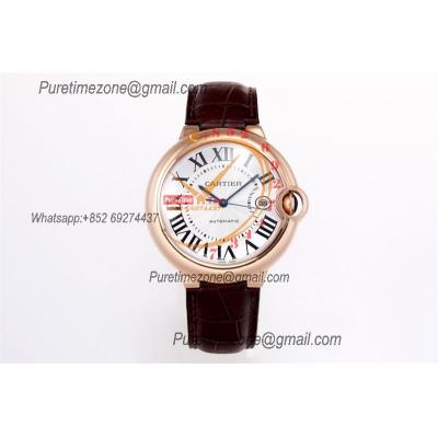 Ballon Bleu WGBB0030 42mm A2824 Automatic Mens Watch Best Edition AF RG Silver Dial Brown Leather Strap