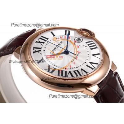 Ballon Bleu WGBB0030 42mm A2824 Automatic Mens Watch Best Edition AF RG Silver Dial Brown Leather Strap