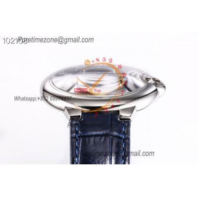 Ballon Bleu WSBB0027 42mm A2824 Automatic Mens Watch Best Edition AF Steel Case Blue Dial Leather Strap