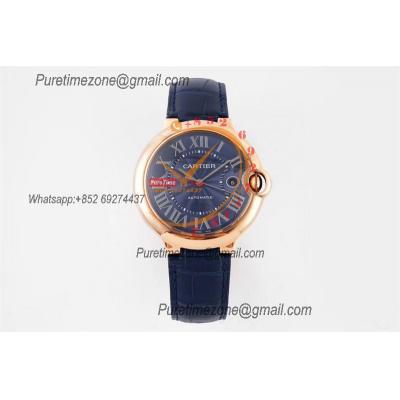 Ballon Bleu WGBB0036 42mm A2824 Automatic Mens Watch Best Edition AF Rose Gold Blue Dial Leather Strap