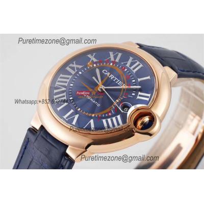 Ballon Bleu WGBB0036 42mm A2824 Automatic Mens Watch Best Edition AF Rose Gold Blue Dial Leather Strap