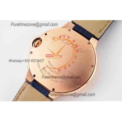 Ballon Bleu WGBB0036 42mm A2824 Automatic Mens Watch Best Edition AF Rose Gold Blue Dial Leather Strap