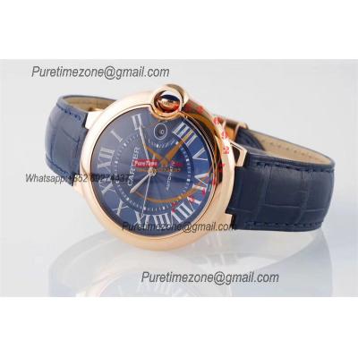 Ballon Bleu WGBB0036 42mm A2824 Automatic Mens Watch Best Edition AF Rose Gold Blue Dial Leather Strap