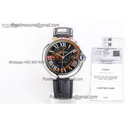 Ballon Bleu WSBB0003 42mm A2824 Automatic Mens Watch Best Edition AF Steel Case Black Dial Leather Strap