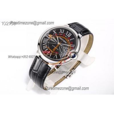 Ballon Bleu WSBB0003 42mm A2824 Automatic Mens Watch Best Edition AF Steel Case Black Dial Leather Strap