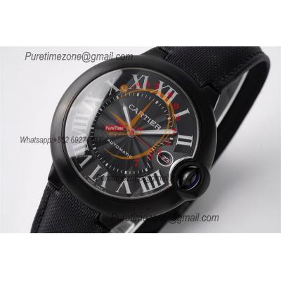 Ballon Bleu WSBB0015 42mm A2824 Automatic Mens Watch Best Edition AF PVD Steel All Black Dial Leather Strap