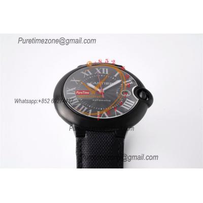 Ballon Bleu WSBB0015 42mm A2824 Automatic Mens Watch Best Edition AF PVD Steel All Black Dial Leather Strap