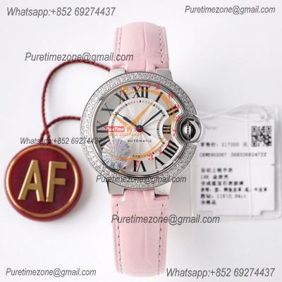 Ballon Bleu WE902067 Cal.076 Automatic Womens Watch Best Edition AF 33mm Diamond Bezel Pink Dial Leather Strap