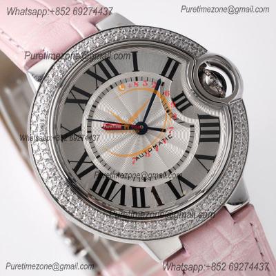 Ballon Bleu WE902067 Cal.076 Automatic Womens Watch Best Edition AF 33mm Diamond Bezel Pink Dial Leather Strap