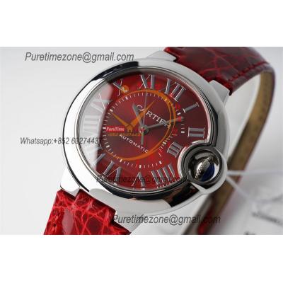 Ballon Bleu WSBB0022 Cal.076 Automatic Womens Watch Best Edition AF 33mm Steel Case Red Dial Leather Strap