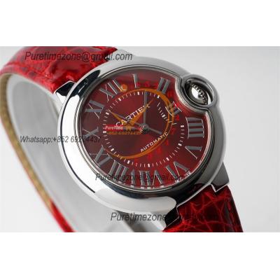 Ballon Bleu WSBB0022 Cal.076 Automatic Womens Watch Best Edition AF 33mm Steel Case Red Dial Leather Strap