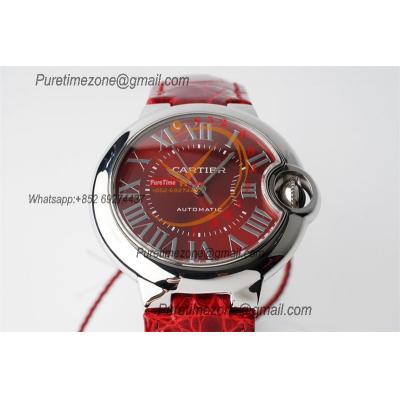 Ballon Bleu WSBB0022 Cal.076 Automatic Womens Watch Best Edition AF 33mm Steel Case Red Dial Leather Strap