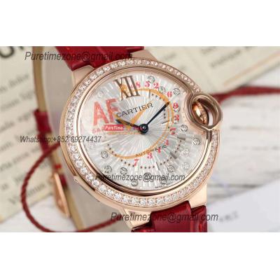 Ballon Bleu WJBB0080 SEIKO NH05A Automatic Womens Watch Best Edition AF 33 Diamond Bezel RG Silver Dial Red Leather