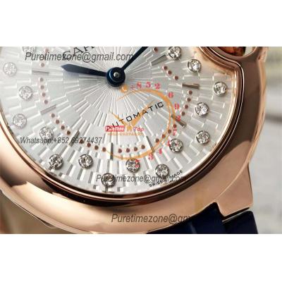 Ballon Bleu WJBB0080 SEIKO NH05A Automatic Womens Watch Best Edition AF 33 Rose Gold Silver Dial Blue Leather