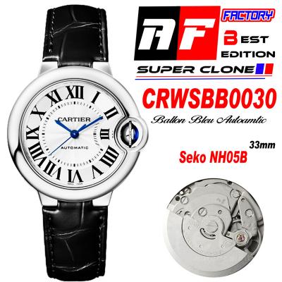 Ballon Bleu WSBB0030 SEIKO NH05A Automatic Womens Watch Best Edition AF 33 Steel Case Silver Dial Black Leather