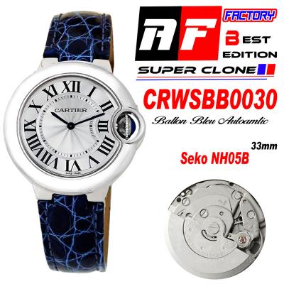 Ballon Bleu WSBB0030 SEIKO NH05A Automatic Womens Watch Best Edition AF 33 Steel Case Silver Dial Blue Leather