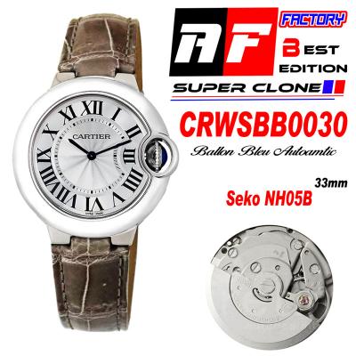 Ballon Bleu WSBB0030 SEIKO NH05A Automatic Womens Watch Best Edition AF 33 Steel Case Silver Dial Gray Leather