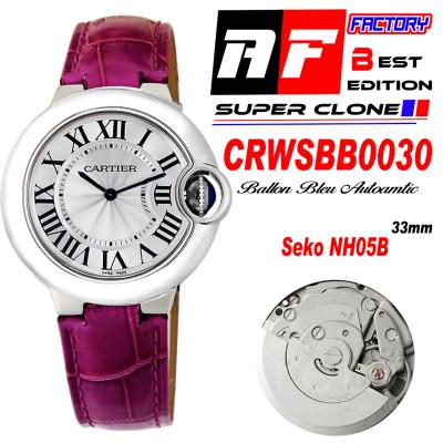 Ballon Bleu WSBB0030 SEIKO NH05A Automatic Womens Watch Best Edition AF 33 Steel Case Silver Dial Purple Leather