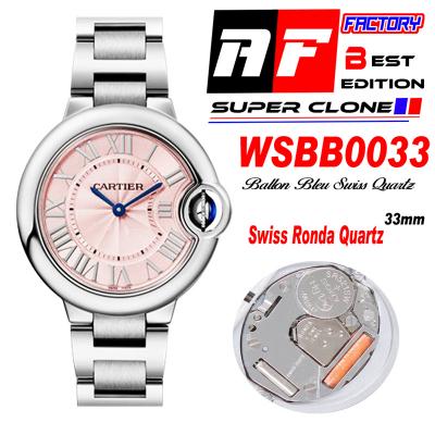 Ballon Bleu WSBB0033 Ronda Quartz Womens Watch Best Edition AF 33mm SteeL Case Pink Dial SS Bracelet