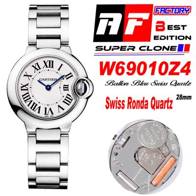 Ballon Bleu W69010Z4 Ronda Quartz Womens Watch Best Edition AF 28mm  Silver Dial SS Bracelet