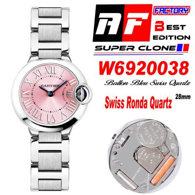 Ballon Bleu W6920038 Ronda Quartz Womens Watch Best Edition AF 28mm  Pink Dial SS Bracelet