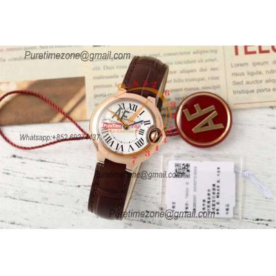 Ballon Bleu W6900256 Ronda Quartz Womens Watch Best Edition AF 28mm RG Silver Dial Brown Leather