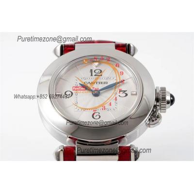 Pasha WSPA0021 Swiss Quartz Womens Watch Best Edition AF 30mm White Textured Dial Red Leather Strap