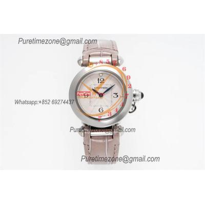 Pasha WSPA0021 Swiss Quartz Womens Watch Best Edition AF 30mm White Textured Dial Gray Leather Strap