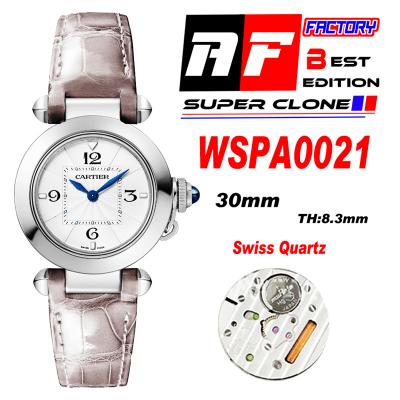 Pasha WSPA0021 Swiss Quartz Womens Watch Best Edition AF 30mm White Textured Dial Gray Leather Strap