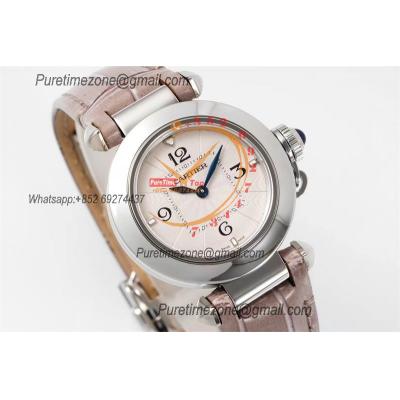 Pasha WSPA0021 Swiss Quartz Womens Watch Best Edition AF 30mm White Textured Dial Gray Leather Strap