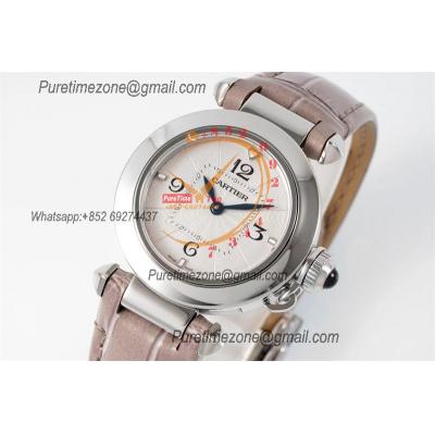 Pasha WSPA0021 Swiss Quartz Womens Watch Best Edition AF 30mm White Textured Dial Gray Leather Strap