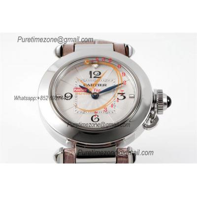 Pasha WSPA0021 Swiss Quartz Womens Watch Best Edition AF 30mm White Textured Dial Gray Leather Strap