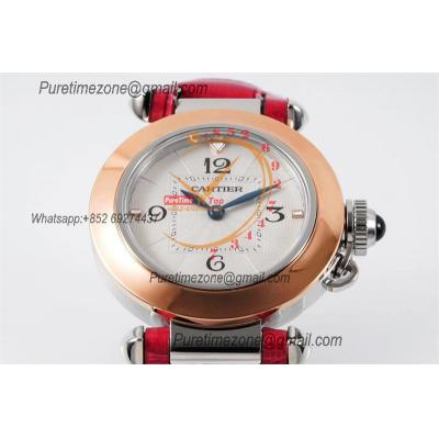 Pasha W2PA0007 Swiss Quartz Womens Watch Best Edition AF 30mm Two Tone RG White Textured Dial Red Leather Strap