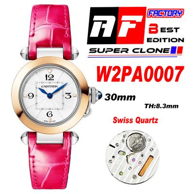 Pasha W2PA0007 Swiss Quartz Womens Watch Best Edition AF 30mm Two Tone RG White Textured Dial Red Leather Strap