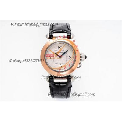 Pasha W2PA0007 Swiss Quartz Womens Watch Best Edition AF 30mm Two Tone RG White Textured Dial Black Leather Strap