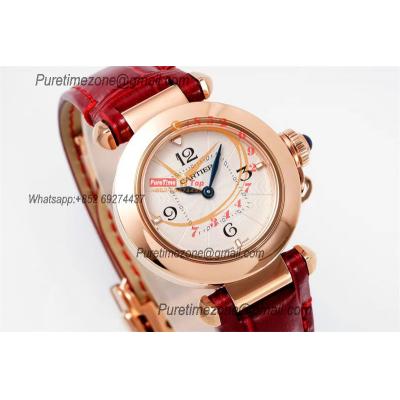 Pasha WGPA0018 Swiss Quartz Womens Watch Best Edition AF 30mm RG White Textured Dial Red Leather Strap