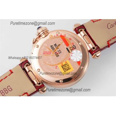 Pasha WGPA0018 Swiss Quartz Womens Watch Best Edition AF 30mm RG White Textured Dial Red Leather Strap