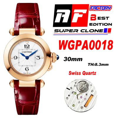 Pasha WGPA0018 Swiss Quartz Womens Watch Best Edition AF 30mm RG White Textured Dial Red Leather Strap