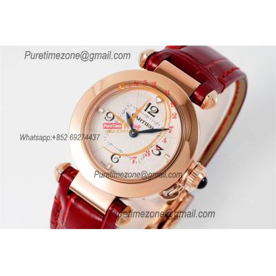 Pasha WGPA0018 Swiss Quartz Womens Watch Best Edition AF 30mm RG White Textured Dial Red Leather Strap