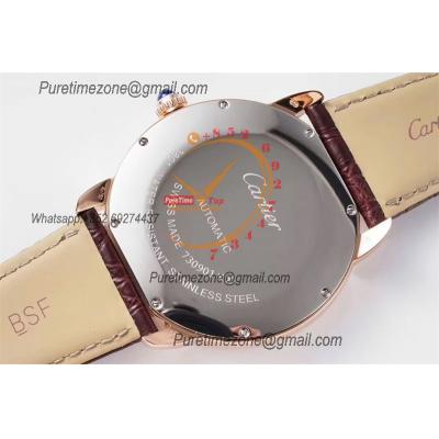 Ronde Solo W6701009 M9015 Automatic Mens Watch Best Edition AF 42mm Rose Gold White Dial Brown Leather Strap