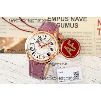 Ronde Louis Medium WGRN0012 Swiss Quartz Womens Watch Best Edition AF 36mm RG White Dial Purple Leather Strap