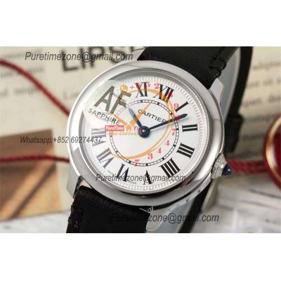 Ronde Louis Medium WSRN0031 Swiss Quartz Womens Watch Best Edition AF 36mm White Dial Black Leather Strap