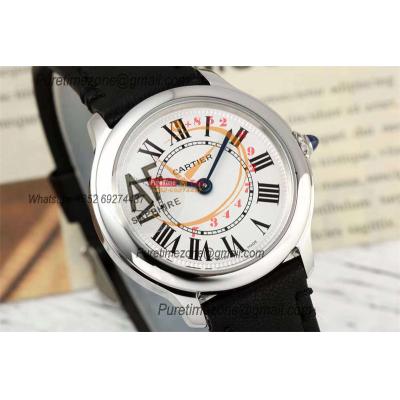 Ronde Louis Medium WSRN0031 Swiss Quartz Womens Watch Best Edition AF 36mm White Dial Black Leather Strap