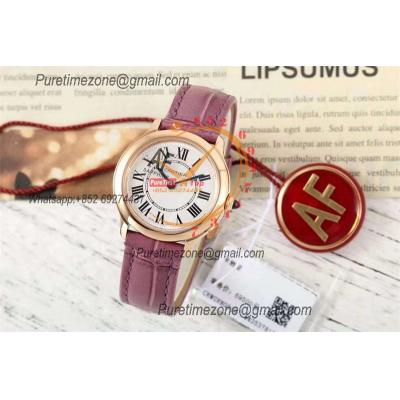 Ronde Must WGRN0013 Swiss Quartz Womens Watch Best Edition AF 29mm RG White Dial Purple Leather Strap